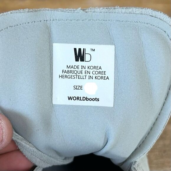 WORLD BOOTS Sz 12 Mens Chukka Moccasin Boots 100% Leather Suede Light Blue - Picture 13 of 16